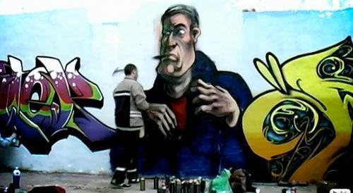 Grafiteando en el cumpleaños de Borja
